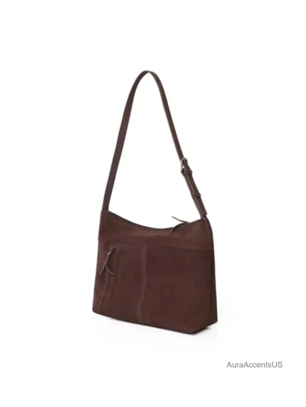 Genuine Suede Leather Hobo Handbag Adjustable Shoulder Crossbody Purse Zip Top